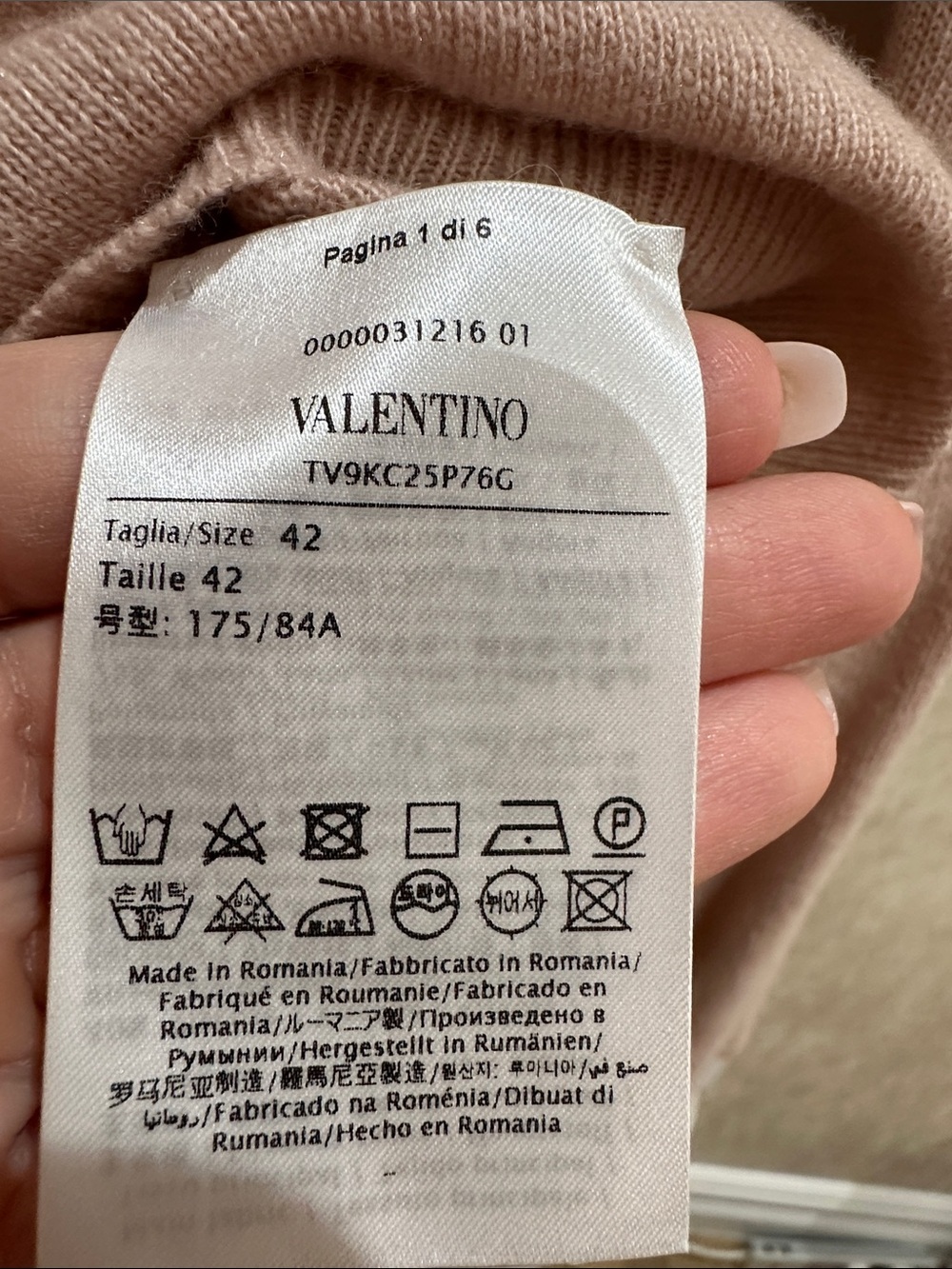 Valentino Blush Crewneck Sweater with VLTN Vertical Logo - Picture 2 of 5